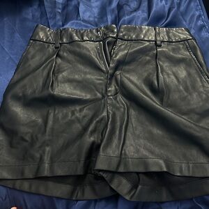 Black Faux Leather Women Shorts medium